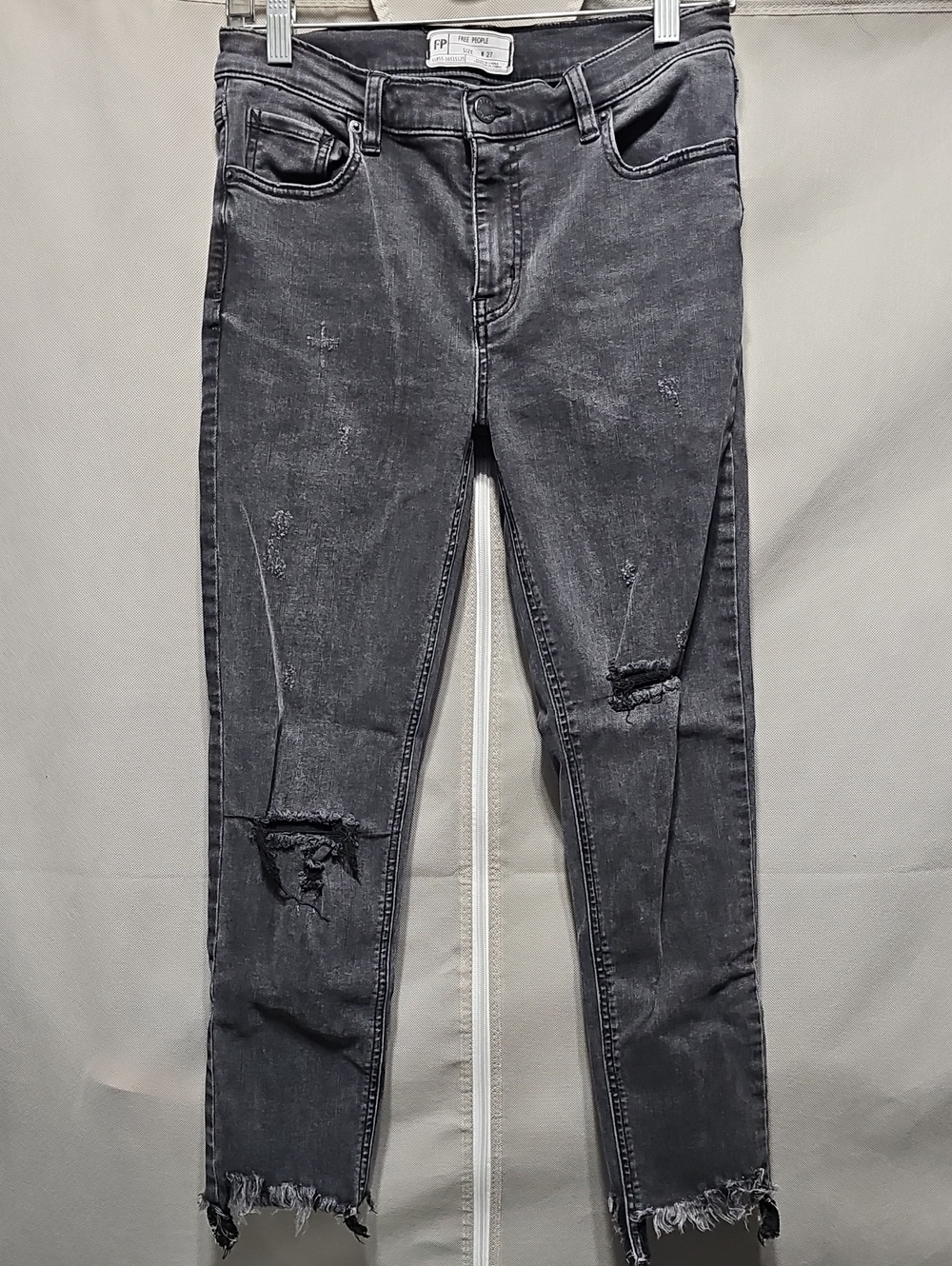 Free People Black Washed Distressed Skinny Jeans
